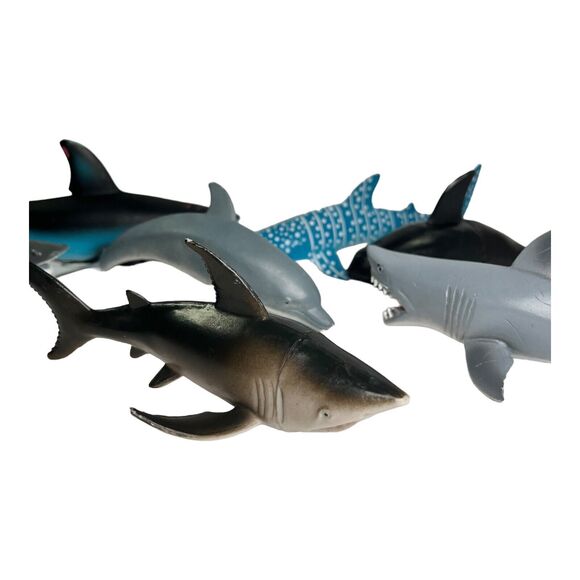 Lot of 8 Sharks Whales Dolphins PVC Figures Toys Sea Animals Cake Topper Ocean - Picture 4 of 11